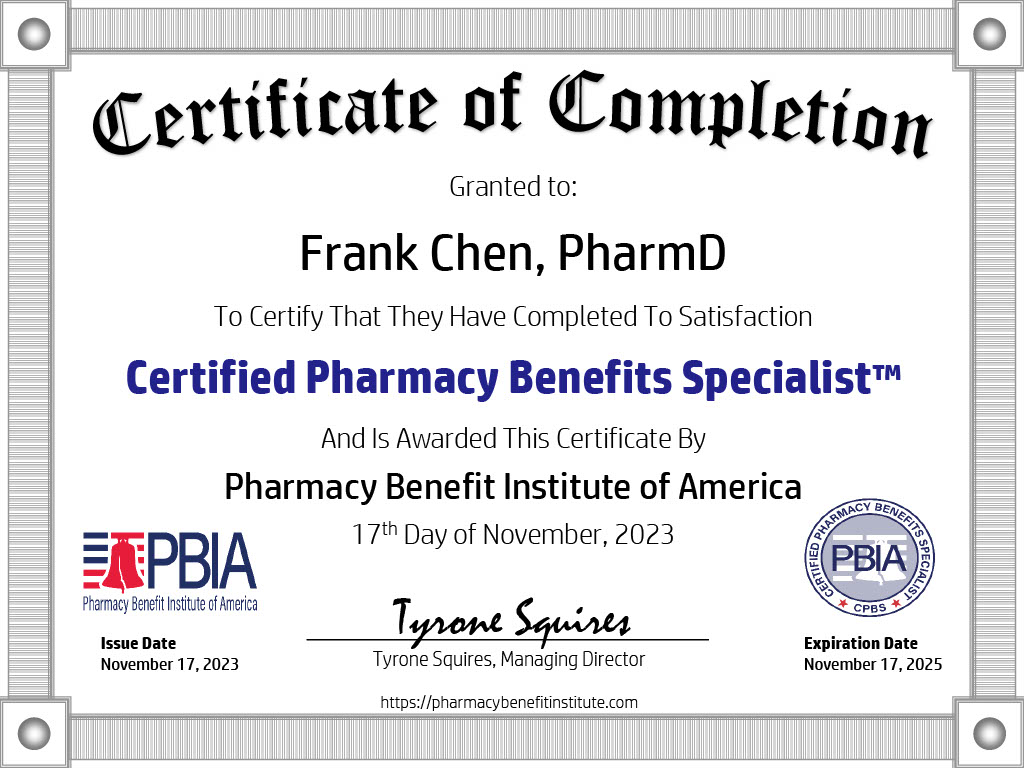  Pharmacy Benefit Institute of America